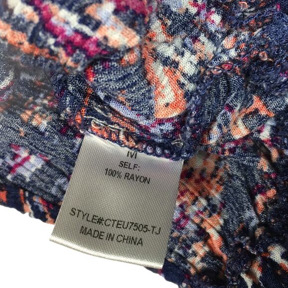 Elodie Top Short Sleeve Open Back Printed Women's Medium Boho Festival Casual - Picture 7 of 10